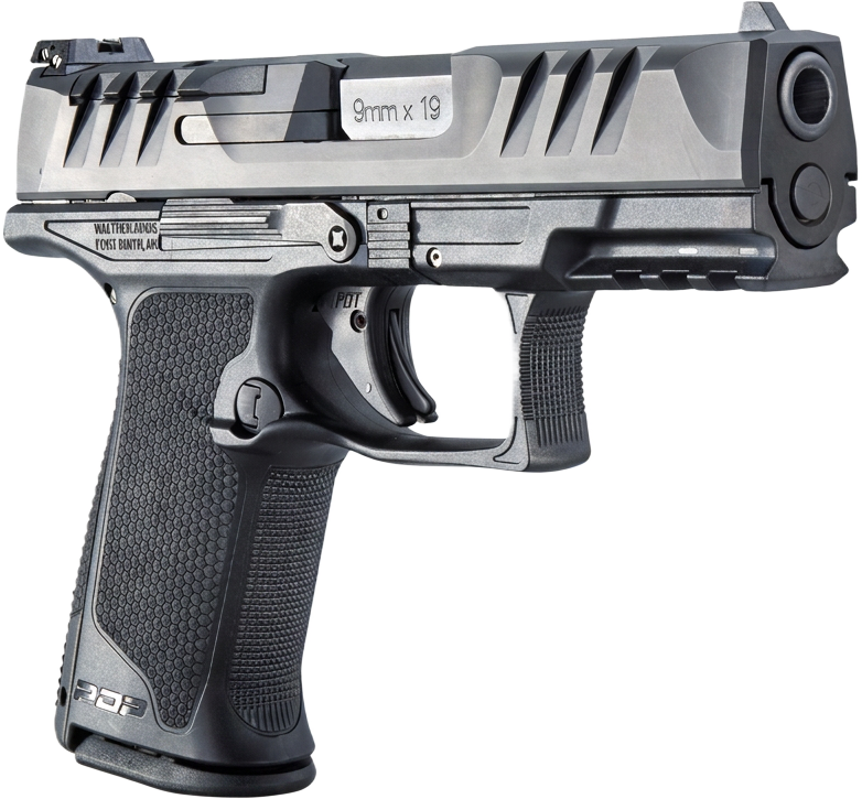 Walther PDP-F Series 9mm pistol with reduced-circumference grip, shown from the side